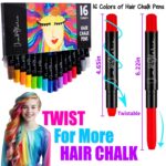 Jim&Gloria 16-color twist-up hair chalk pens — dustless, washable, easy to use and safe for kids