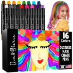 Jim&Gloria 16-color dustless hair chalk set — washable, temporary hair dye pens for kids, teens, and adults; perfect for colorful looks, festive styles, and creative fun for all ages